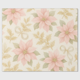 Papel De Presente Elegant Pink Poinsettia Christmas Wrapping Paper