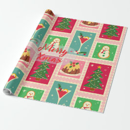 Papel De Presente Elegant Red and Gold Festive Holiday Gift