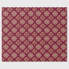 Papel De Presente Elegant Red and Gold Pattern Design
