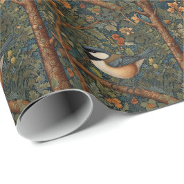 Papel De Presente Elegant Retro Art Nouveau woodland bird
