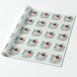Papel De Presente Elegant Roses & Mint 