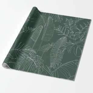 Papel De Presente Elegant seamless pattern with green hand drawn lin
