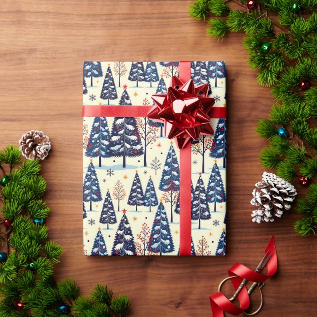 Papel De Presente Elegant Trees (Presente de Natal)