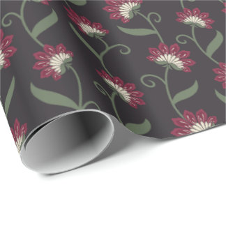 Papel De Presente Elegant Vintage Black Floral Wrapping Paper