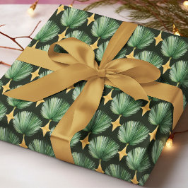 Papel De Presente Elegant Watercolor Palm Leaf Christmas Pattern