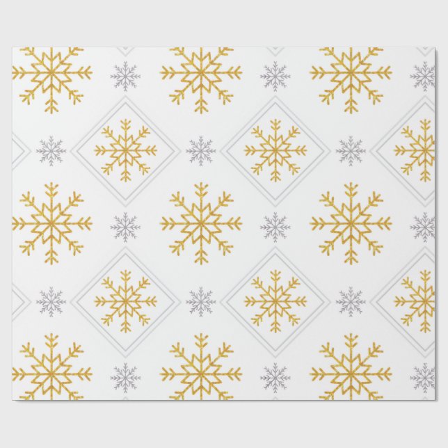 Papel De Presente Elegant White, Gold and Silver Christmas Wrapping  (Aberto)
