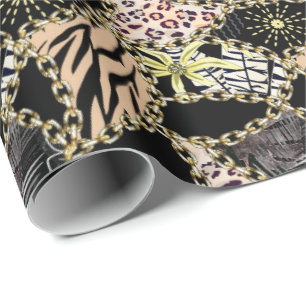 Papel De Presente Elegante, abstrato, correntes, pele do tigre