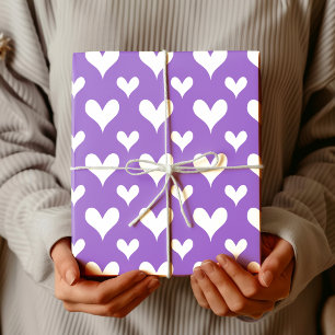 Papel De Presente Elegante ametista Coração Branco Vintage