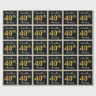 Papel De Presente Elegante, aniversário de 40 anos do ouro do falso