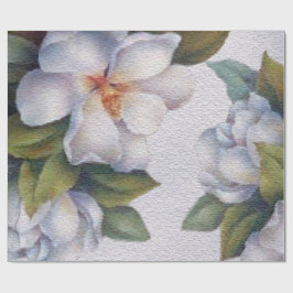Papel De Presente Elegante Aquarela Cor Branca Magolia Flor