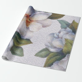 Papel De Presente Elegante Aquarela Cor Branca Magolia Flor