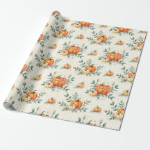 Elegante Aquarela de Abóbora de Outono e Eucalipto