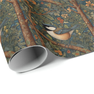 Papel De Presente Elegante arte retrô Art Nouveau ave da floresta