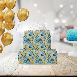 Papel De Presente Elegante Azul Dourado Vazio