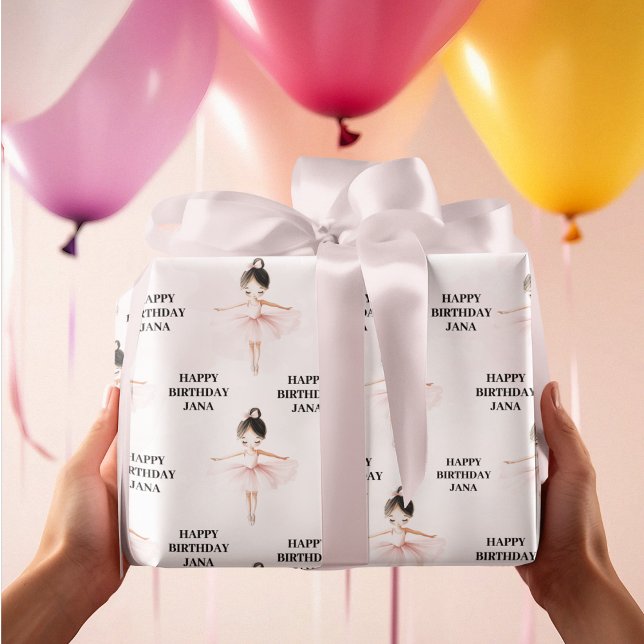 Papel De Presente Elegante Ballerina Pink Aniversário (Criador carregado)