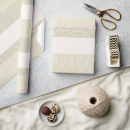 Papel De Presente Elegante Bege Rosado Padrão Geométrico Nórdico