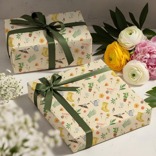 Papel De Presente Elegante Blooming Floral Jardim Botânico Girly (Elegant Blooming Floral Botanical Garden Girly Wrapping Paper)