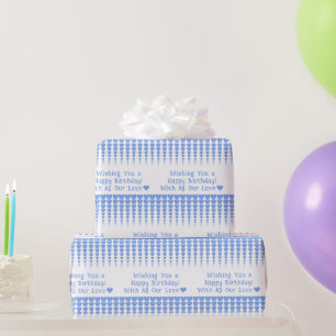 Papel De Presente Elegante Blue Heart Tinelles, Aniversário Personal