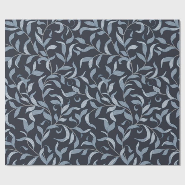 Papel De Presente Elegante Blue Leaf William Morris Inspirou (Aberto)
