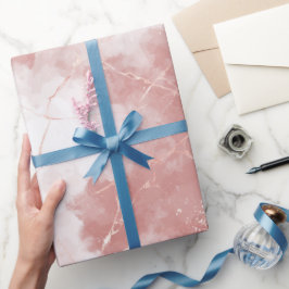 Papel De Presente Elegante Blush de Ouro Rosa com Padrão Abstrato Br