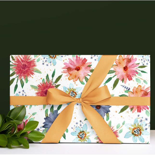 Papel De Presente Elegante Boho Chic Primavera Floral Dourado Flor S (Criador carregado)