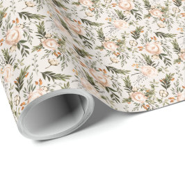 Papel De Presente Elegante Boho Floral Ivory Terracotta
