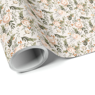 Papel De Presente Elegante Boho Floral Ivory Terracotta