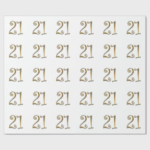Papel De Presente Elegante branco do ouro do aniversário de 21 anos