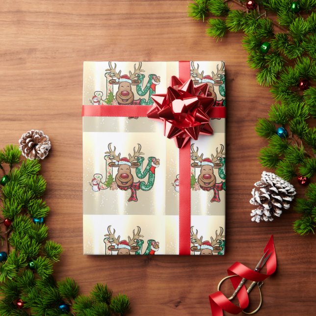 Papel De Presente Elegante brilhante, falso ouro,rena, boneco de nev (Presente de Natal)