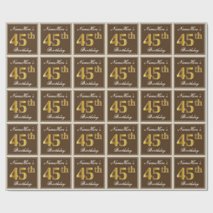 Papel De Presente Elegante, Brown, aniversário do ouro do falso 45t