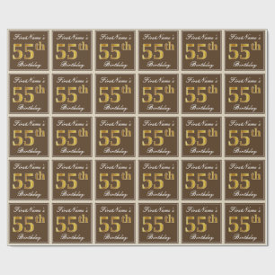 Papel De Presente Elegante, Brown, aniversário do ouro do falso 55t