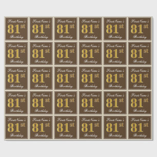 Papel De Presente Elegante, Brown, aniversário do ouro do falso 81s