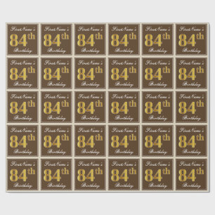 Papel De Presente Elegante, Brown, aniversário do ouro do falso 84t