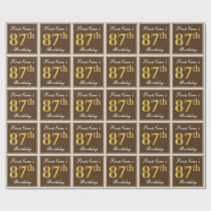 Papel De Presente Elegante, Brown, aniversário do ouro do falso 87t