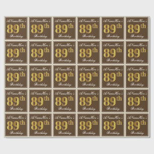 Papel De Presente Elegante, Brown, aniversário do ouro do falso 89t