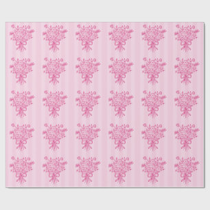 Papel De Presente Elegante Buquê Floral de Quinceañera   Rosa & Bran