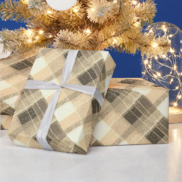 Papel De Presente Elegante Casa de Campo Xadrez Dourado