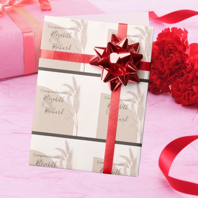 Papel De Presente Elegante Casamento Moderno Boho com Grama das Pamp (Criador carregado)