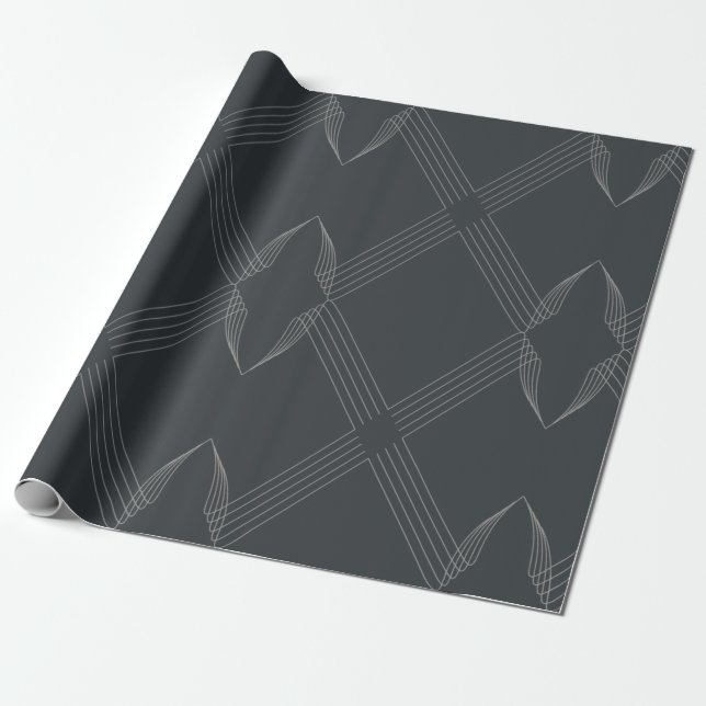 Papel De Presente Elegante, chic, luxuoso, simples padrão de linha (Desenrolado)