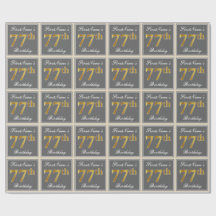 Elegante, Cinza, Faux Dourado 77.º Aniversário + N