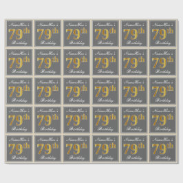 Papel De Presente Elegante, Cinza, Faux Dourado 79º Aniversário + No