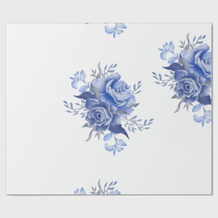 Papel De Presente Elegante Clássico Vintage Azul