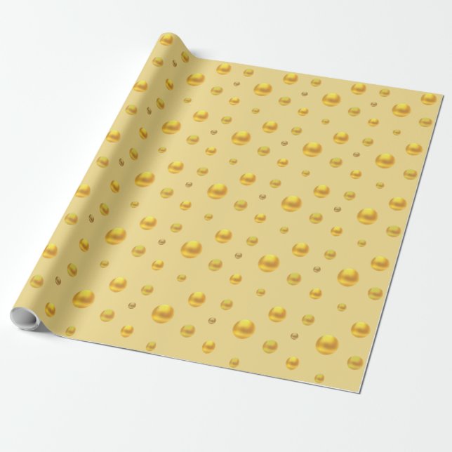 Papel De Presente Elegante Confete Dourado em Dourado (Desenrolado)