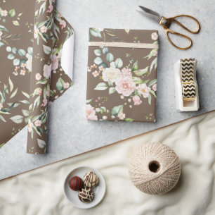 Papel De Presente Elegante Cor-de-rosa pincelado Eucalyptus Brown