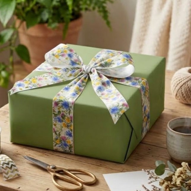 Papel De Presente Elegante Cor Sólida Verde Musgo Terroso (Criador carregado)