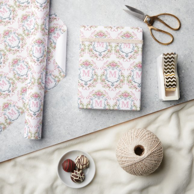 Papel De Presente Elegante Crista Floral Nupcial (Artesanato)