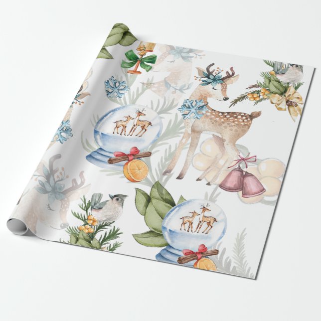 Papel De Presente Elegante de Natal de Aquarela (Desenrolado)