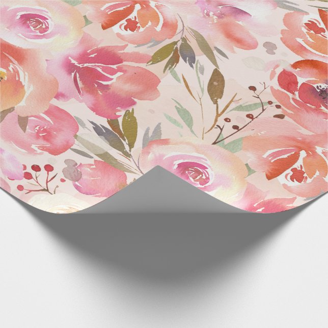 Papel De Presente Elegante de padrão rosa embebido em água (Ponta)