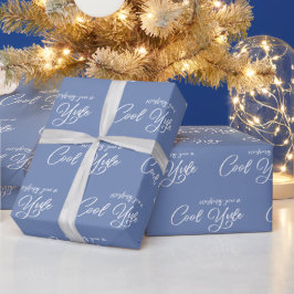 Papel De Presente Elegante Desejando Um Legal Yule White Script Azul