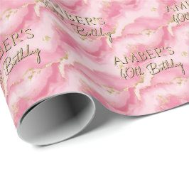 Papel De Presente Elegante Design Abstrato de Mármore em Rosa Dourad